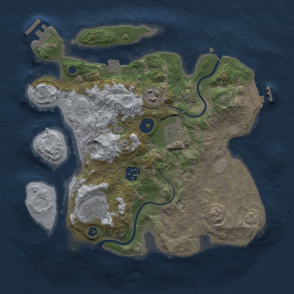 Rust Map: Procedural Map, Size: 3000, Seed: 834756123, 10 Monuments