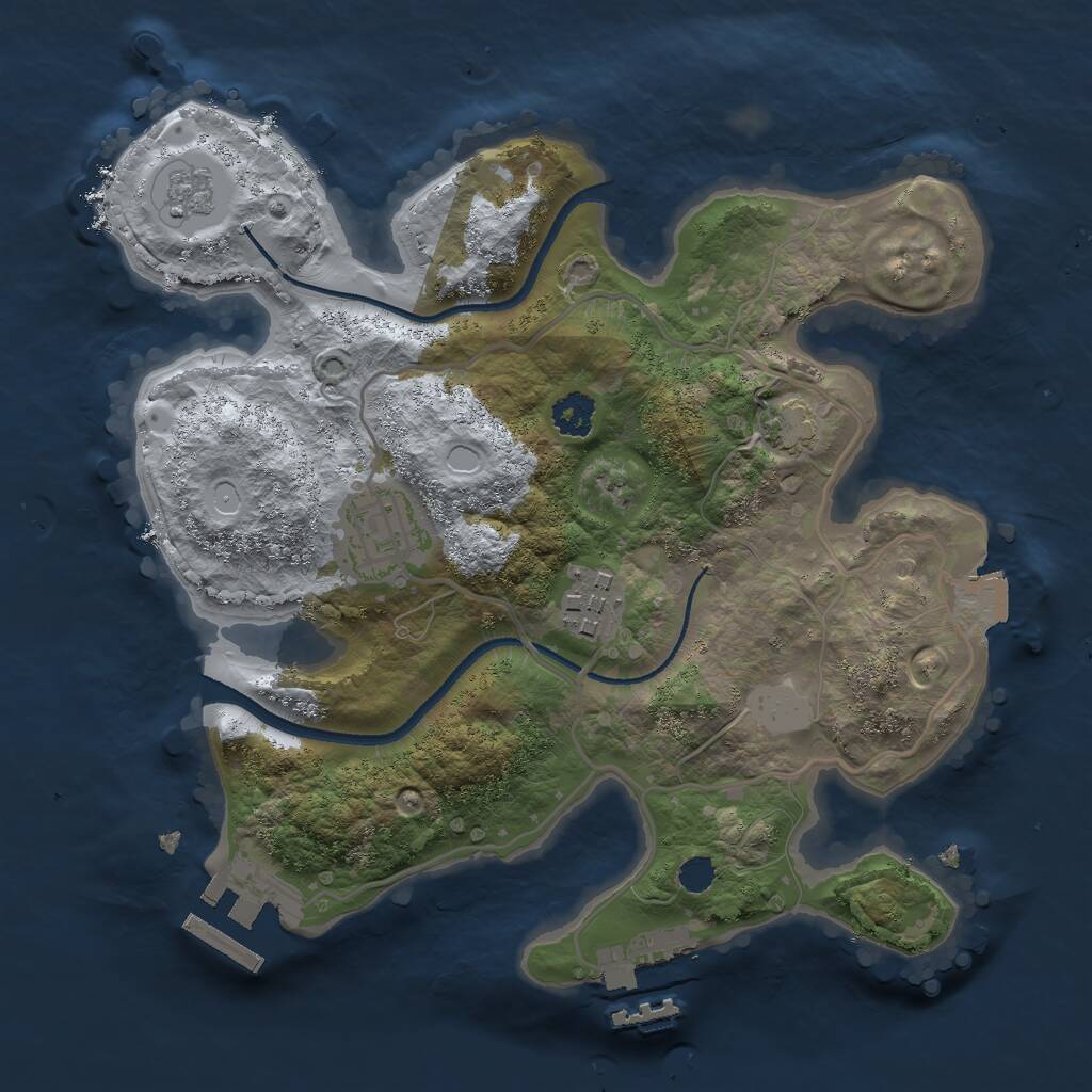 Rust Map: Procedural Map, Size: 2500, Seed: 1005741799, 7 Monuments