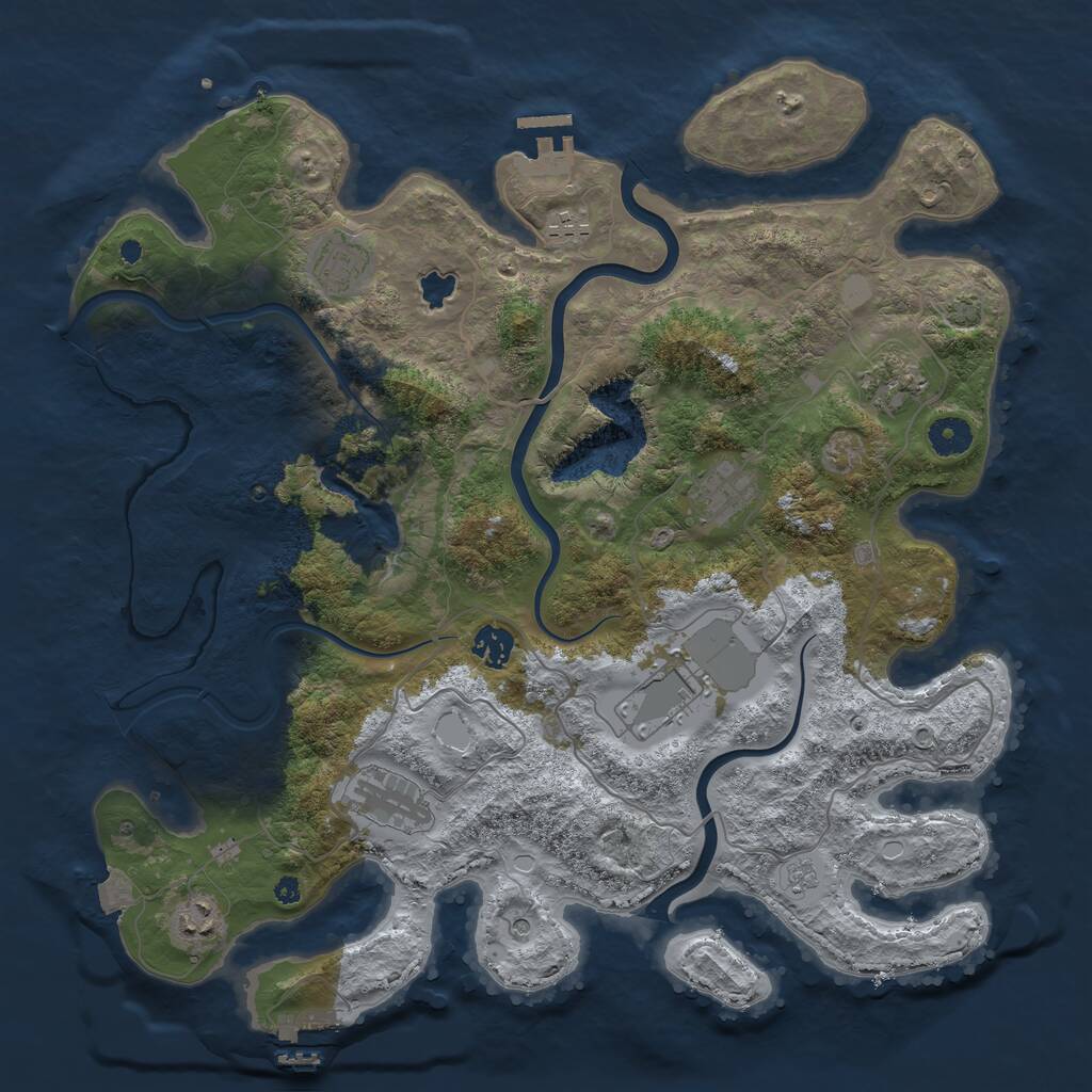 Rust Map: Procedural Map, Size: 4000, Seed: 1617499555, 14 Monuments