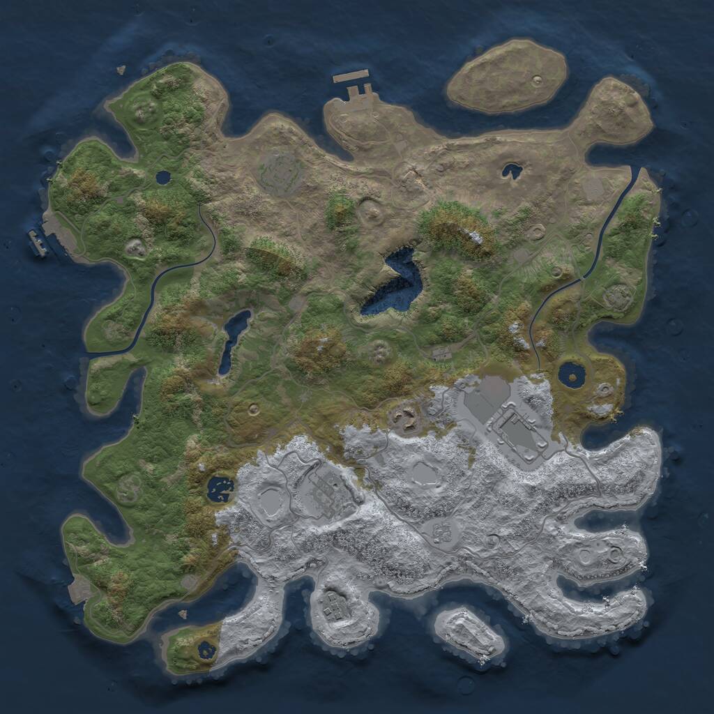 Rust Map: Procedural Map, Size: 4000, Seed: 1617499555, 11 Monuments