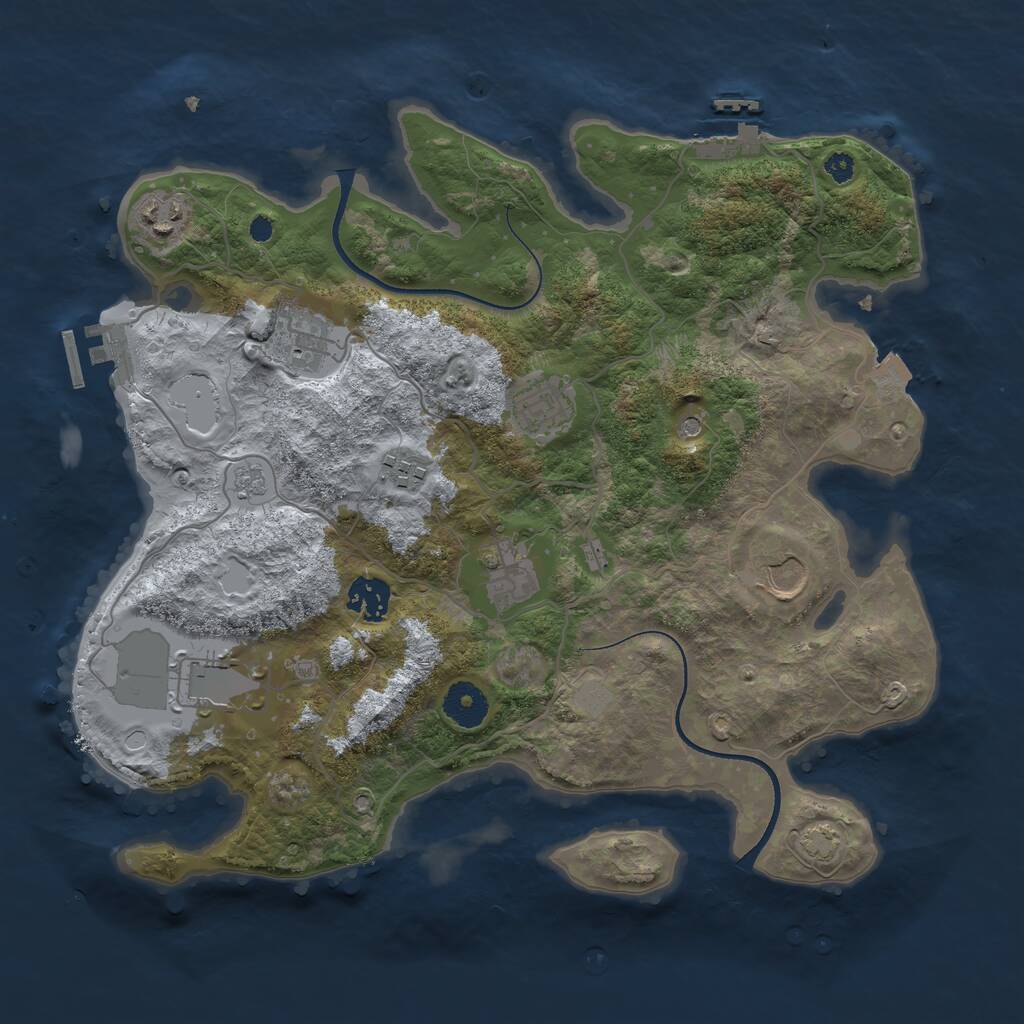 Rust Map: Procedural Map, Size: 3500, Seed: 739806717, 14 Monuments