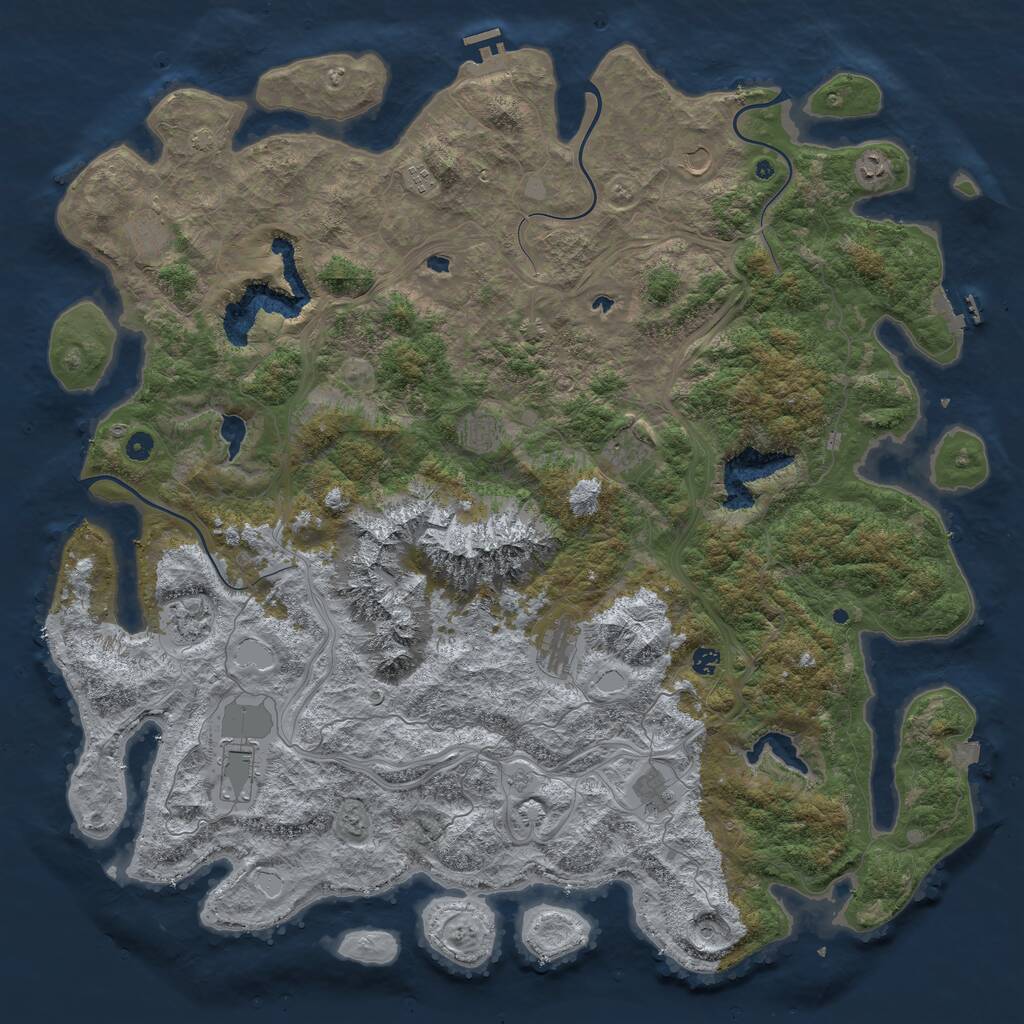 Rust Map: Procedural Map, Size: 5500, Seed: 46583236, 17 Monuments