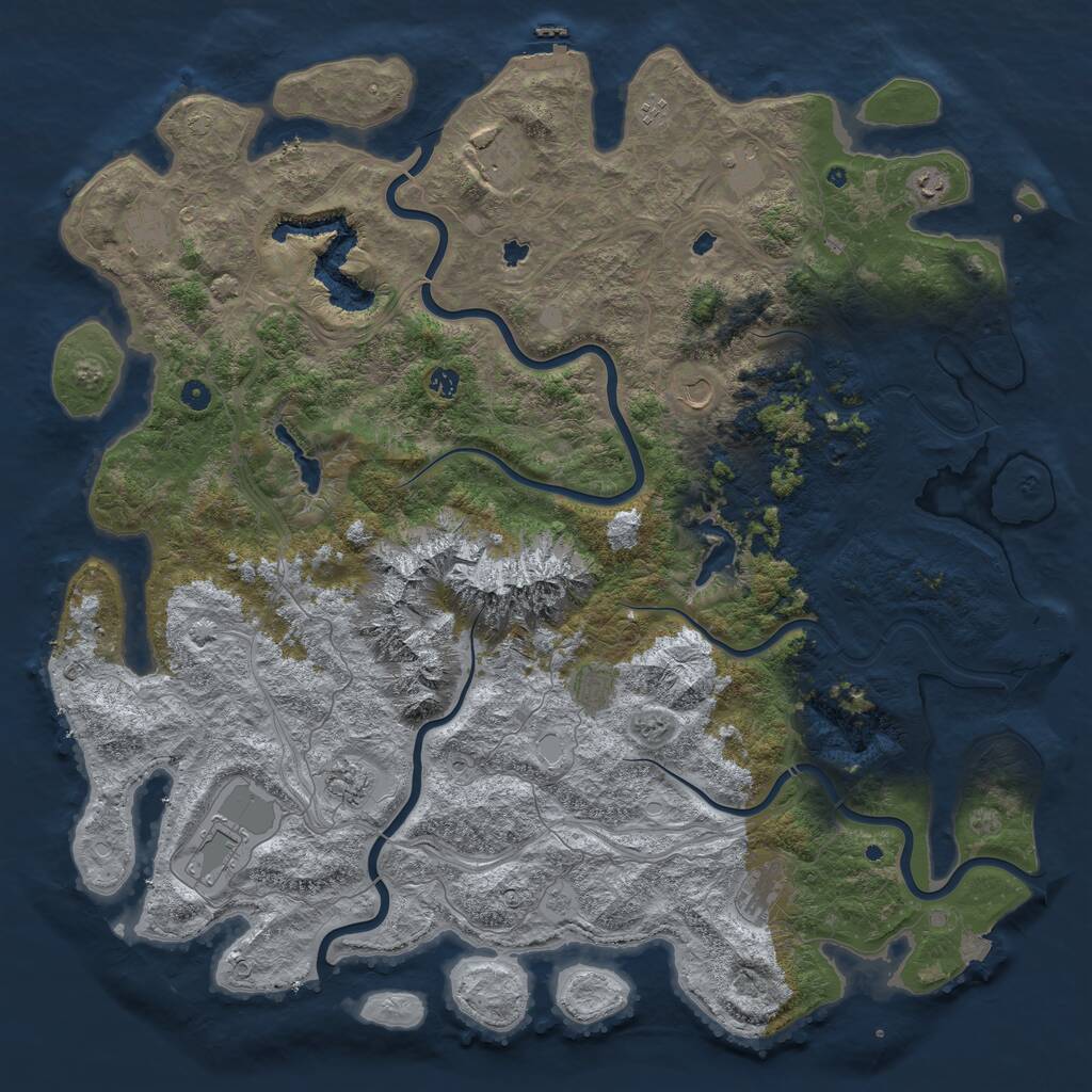 Rust Map: Procedural Map, Size: 5500, Seed: 46583236, 17 Monuments