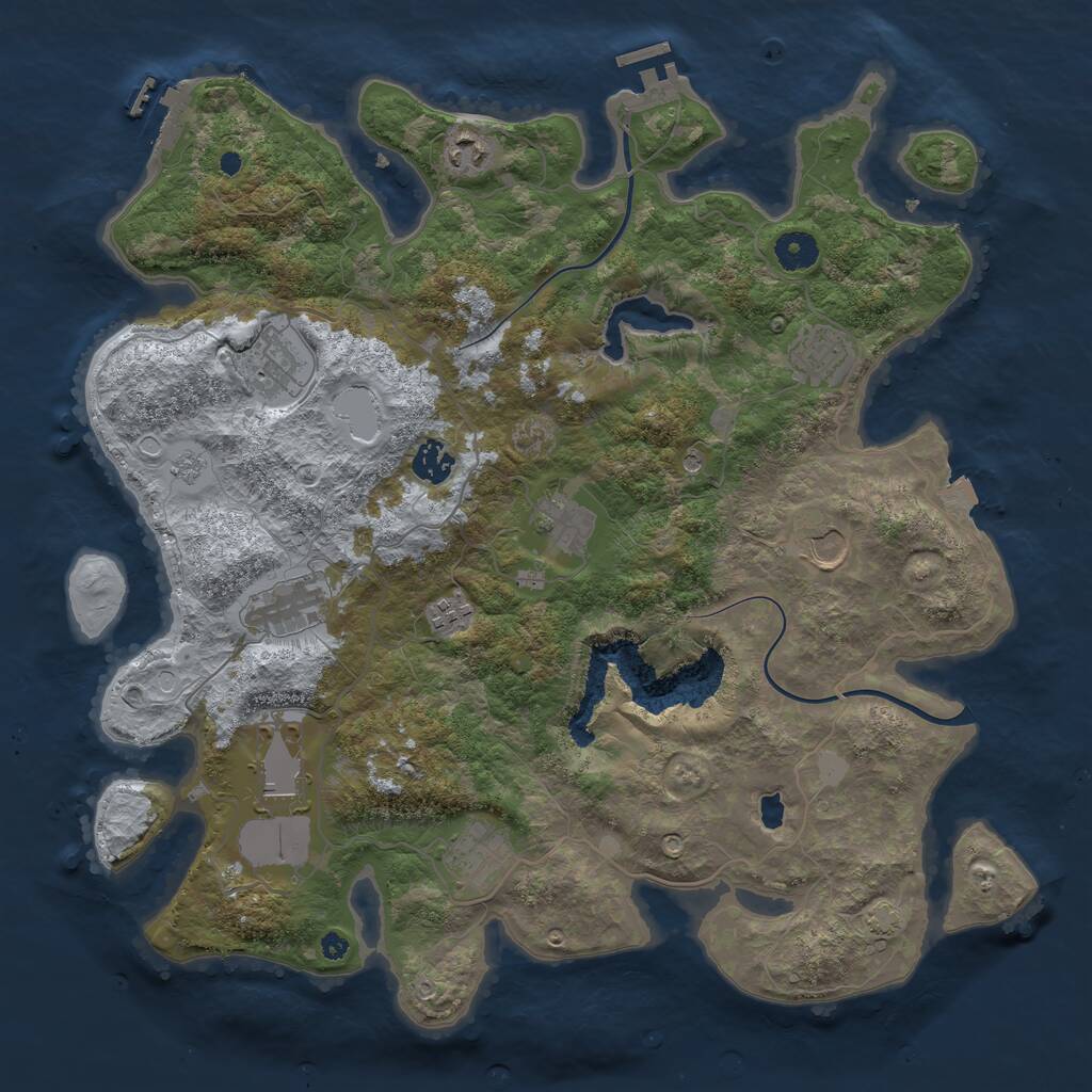 Rust Map: Procedural Map, Size: 4000, Seed: 2113661714, 16 Monuments