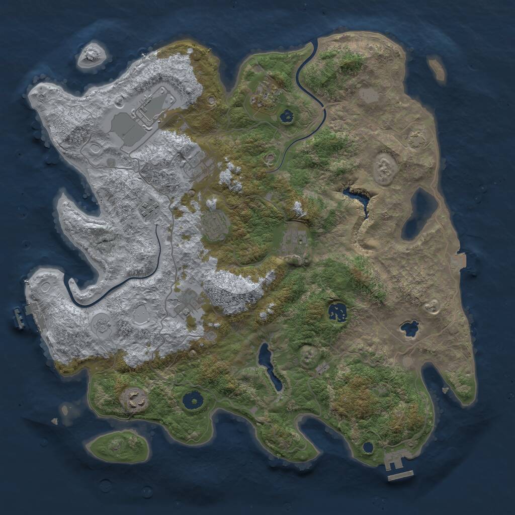 Rust Map: Procedural Map, Size: 4000, Seed: 53849, 14 Monuments