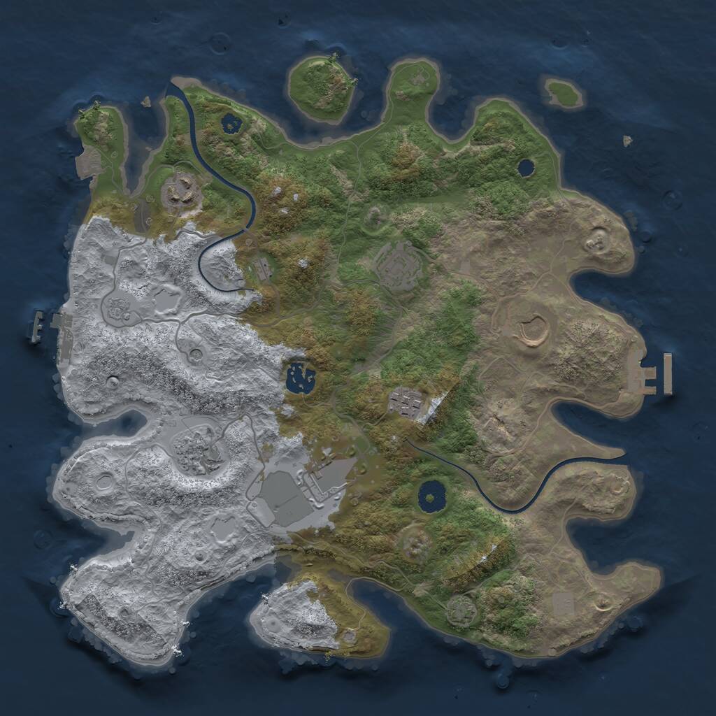 Rust Map: Procedural Map, Size: 3500, Seed: 620142684, 13 Monuments