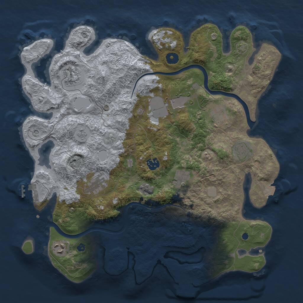 Rust Map: Procedural Map, Size: 3700, Seed: 764261706, 15 Monuments