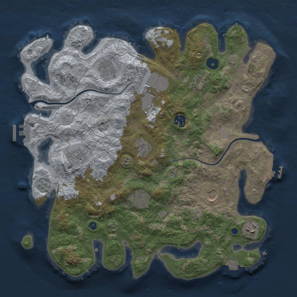 Rust Map: Procedural Map, Size: 3700, Seed: 764261706, 16 Monuments