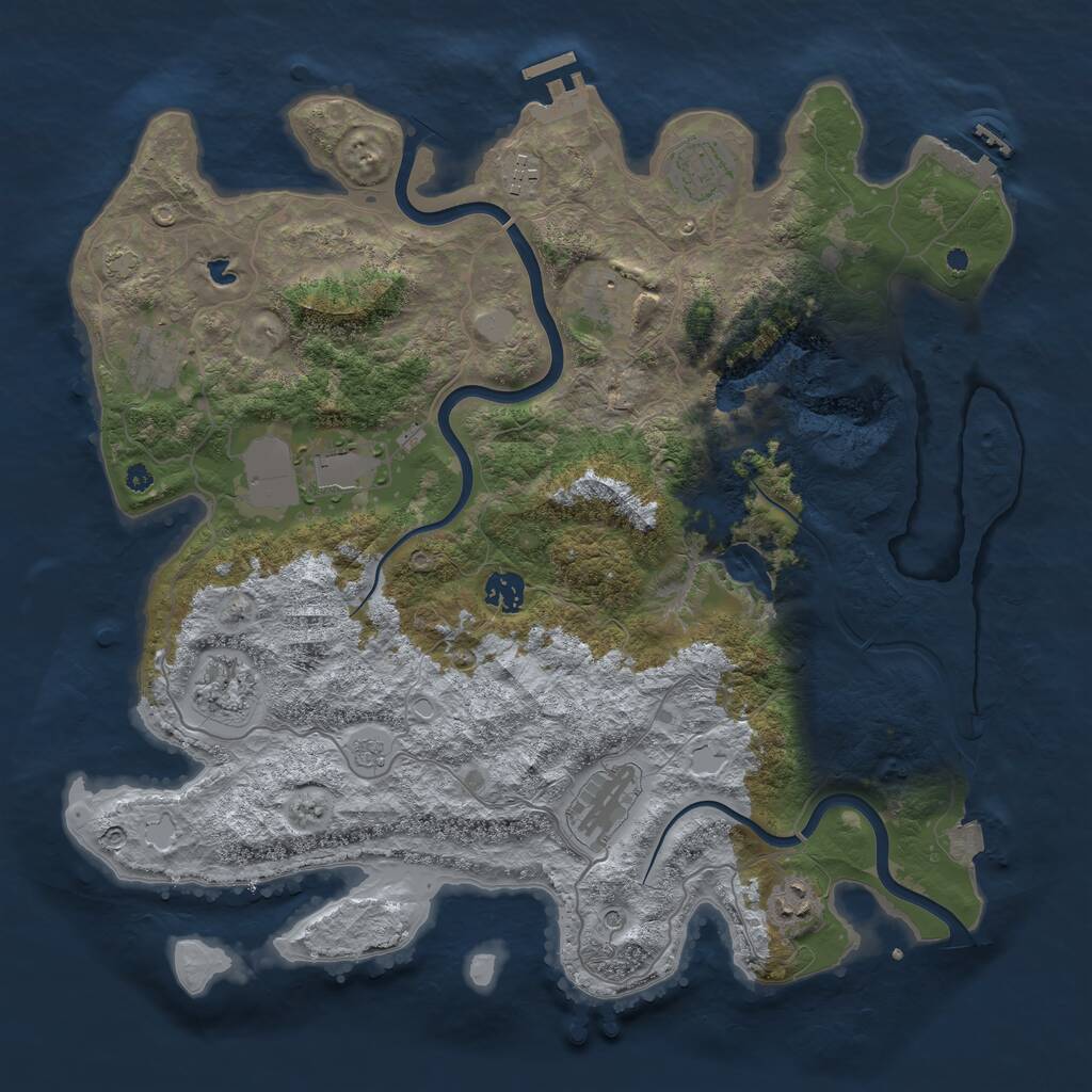 Rust Map: Procedural Map, Size: 4000, Seed: 8764, 15 Monuments