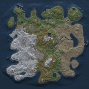 Thumbnail Rust Map: Procedural Map, Size: 3500, Seed: 140014939, 13 Monuments