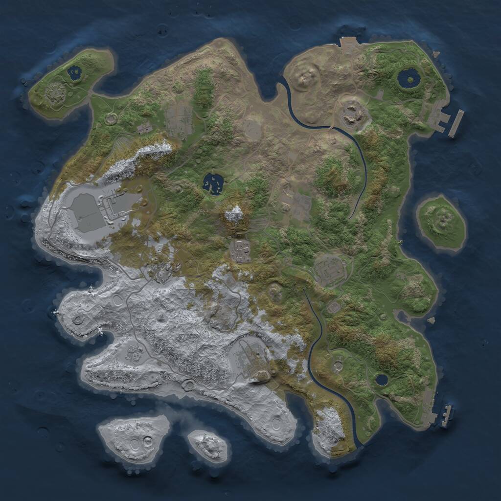 Rust Map: Procedural Map, Size: 3500, Seed: 1028832616, 15 Monuments