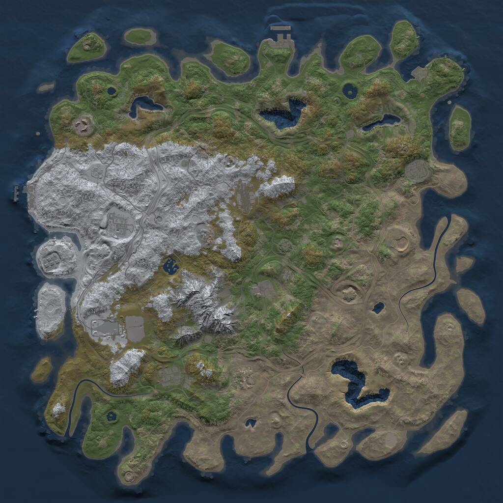 Rust Map: Procedural Map, Size: 5000, Seed: 5152, 17 Monuments