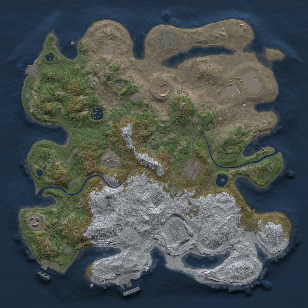 Rust Map: Procedural Map, Size: 3700, Seed: 1084643871, 14 Monuments
