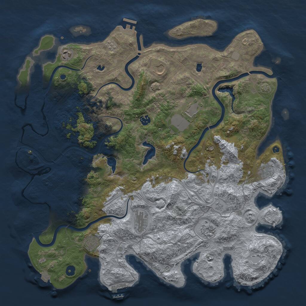 Rust Map: Procedural Map, Size: 4500, Seed: 1454364998, 15 Monuments