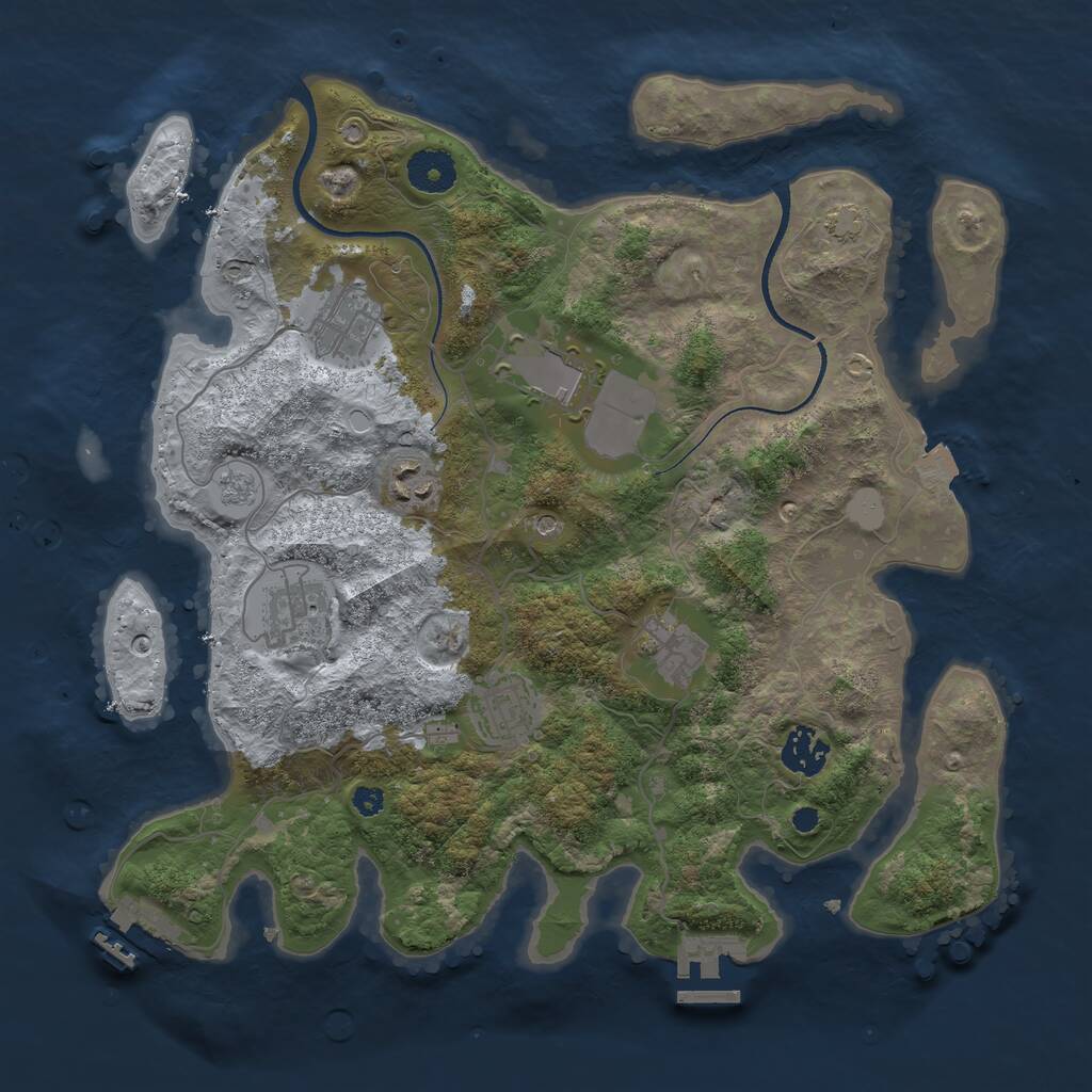 Rust Map: Procedural Map, Size: 3500, Seed: 1523138939, 13 Monuments