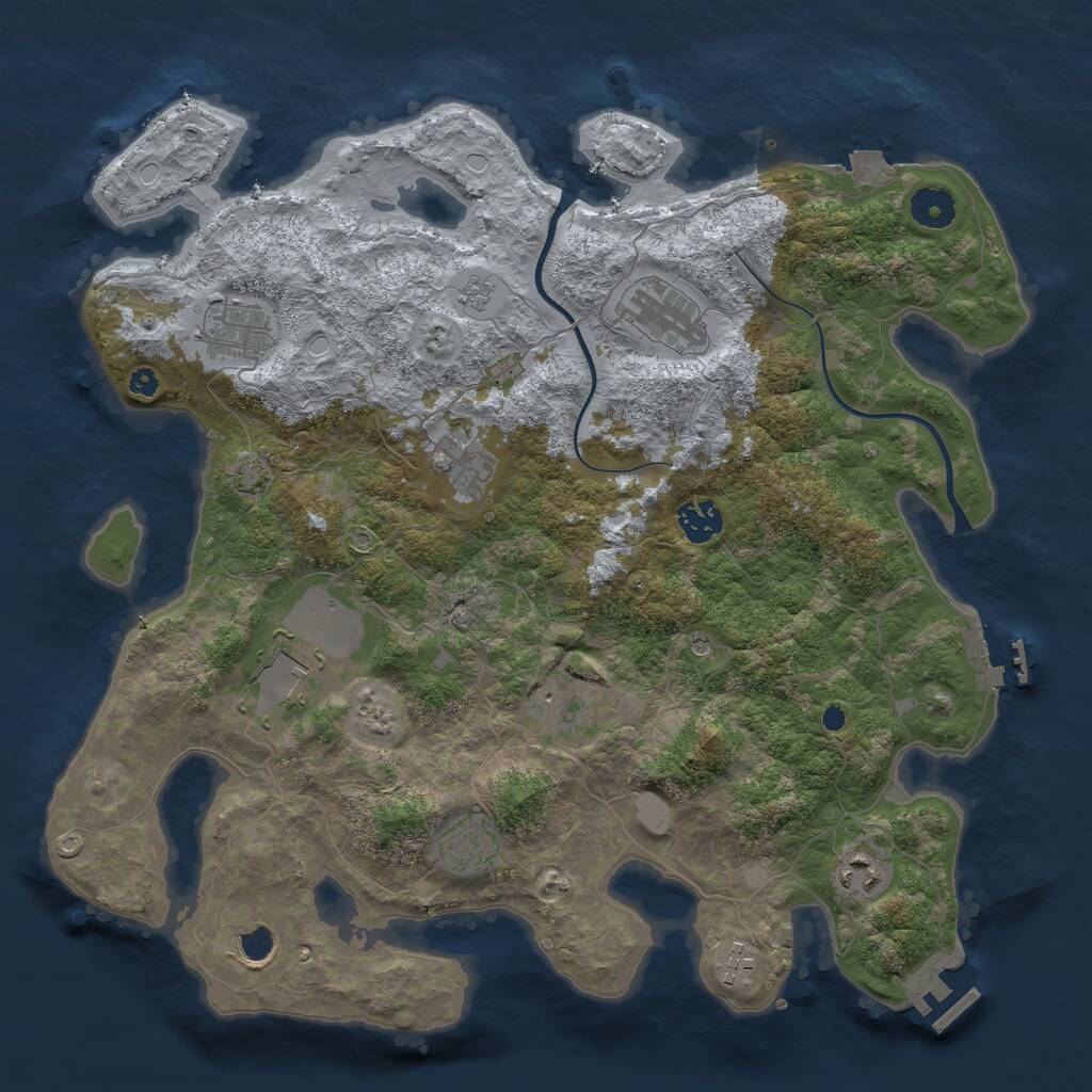 Rust Map: Procedural Map, Size: 3800, Seed: 2123939727, 16 Monuments