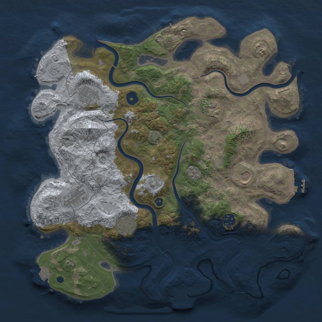 Rust Map: Procedural Map, Size: 3800, Seed: 54557875, 13 Monuments
