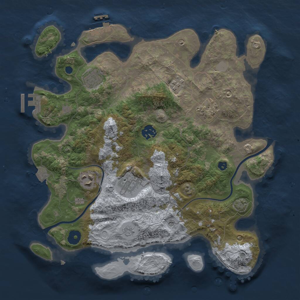 Rust Map: Procedural Map, Size: 3250, Seed: 88088088, 12 Monuments