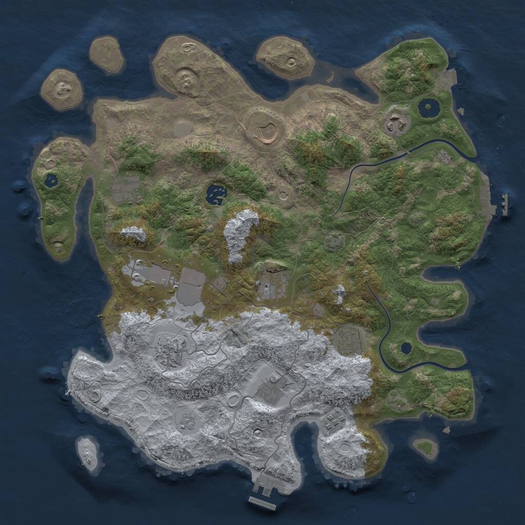 Rust Map: Procedural Map, Size: 3788, Seed: 6738, 16 Monuments