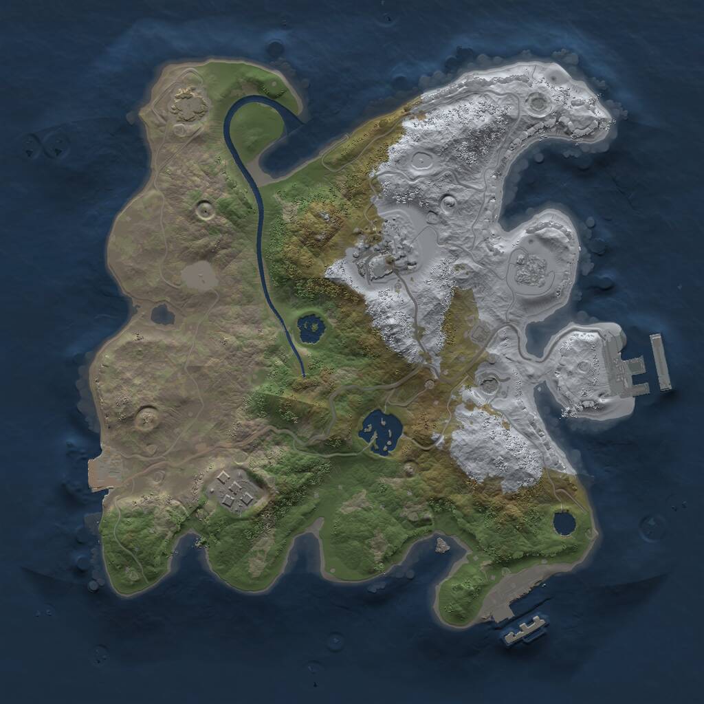 Rust Map: Procedural Map, Size: 2500, Seed: 147647647, 9 Monuments