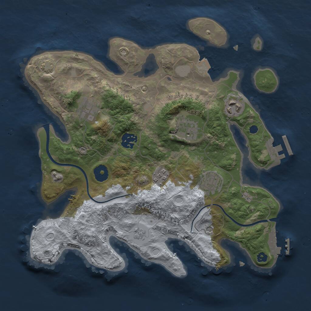 Rust Map: Procedural Map, Size: 3000, Seed: 45953910, 12 Monuments