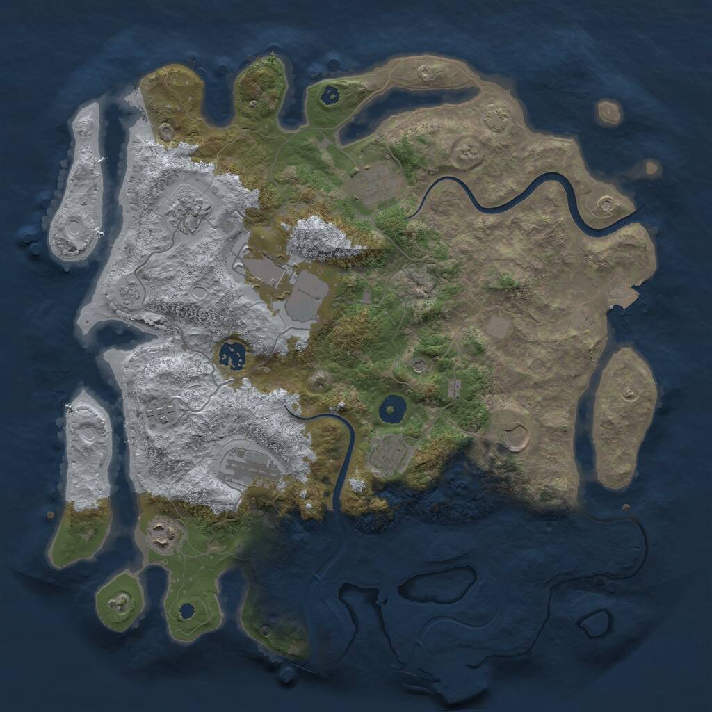 Rust Map: Procedural Map, Size: 3850, Seed: 48000, 14 Monuments