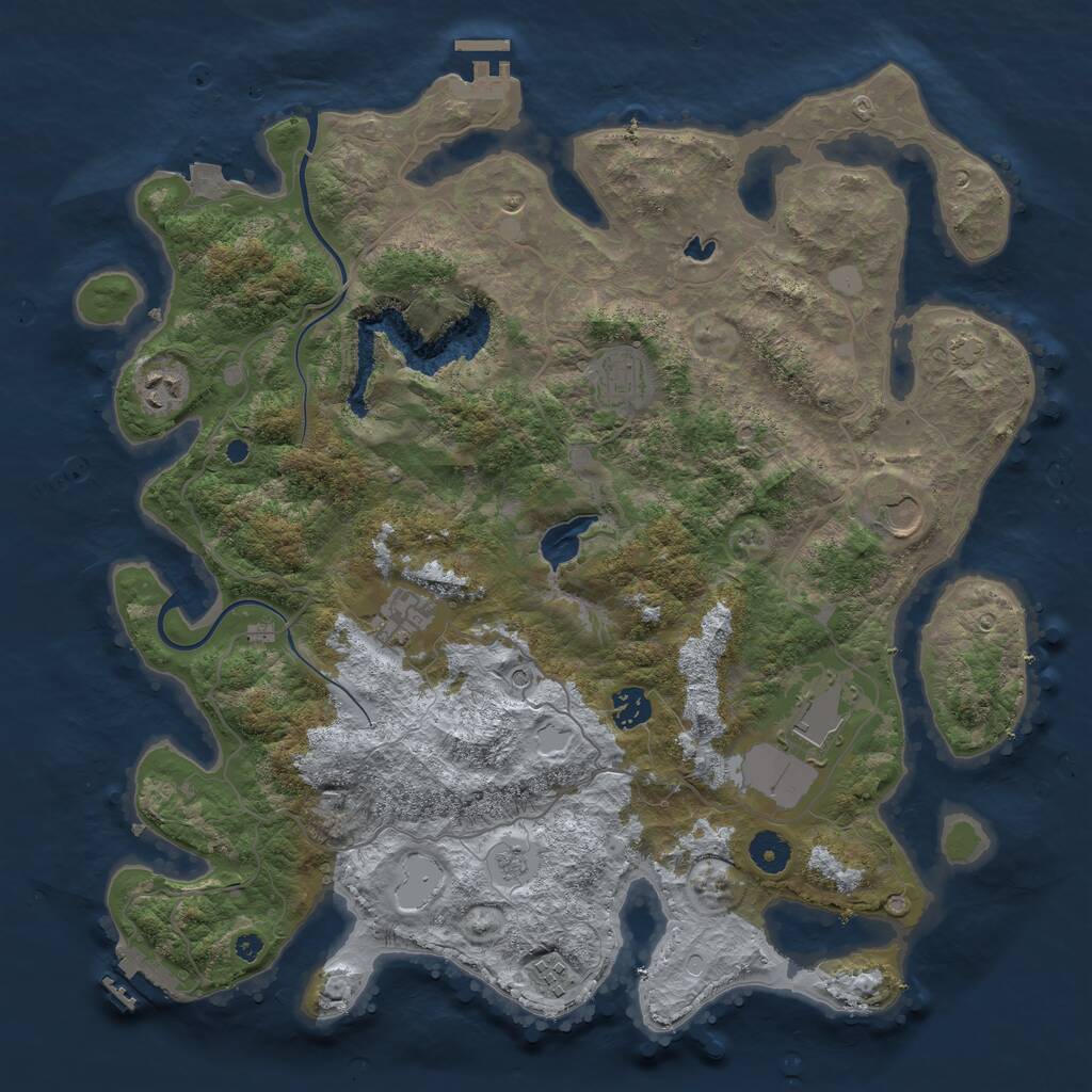 Rust Map: Procedural Map, Size: 4000, Seed: 1064949596, 13 Monuments