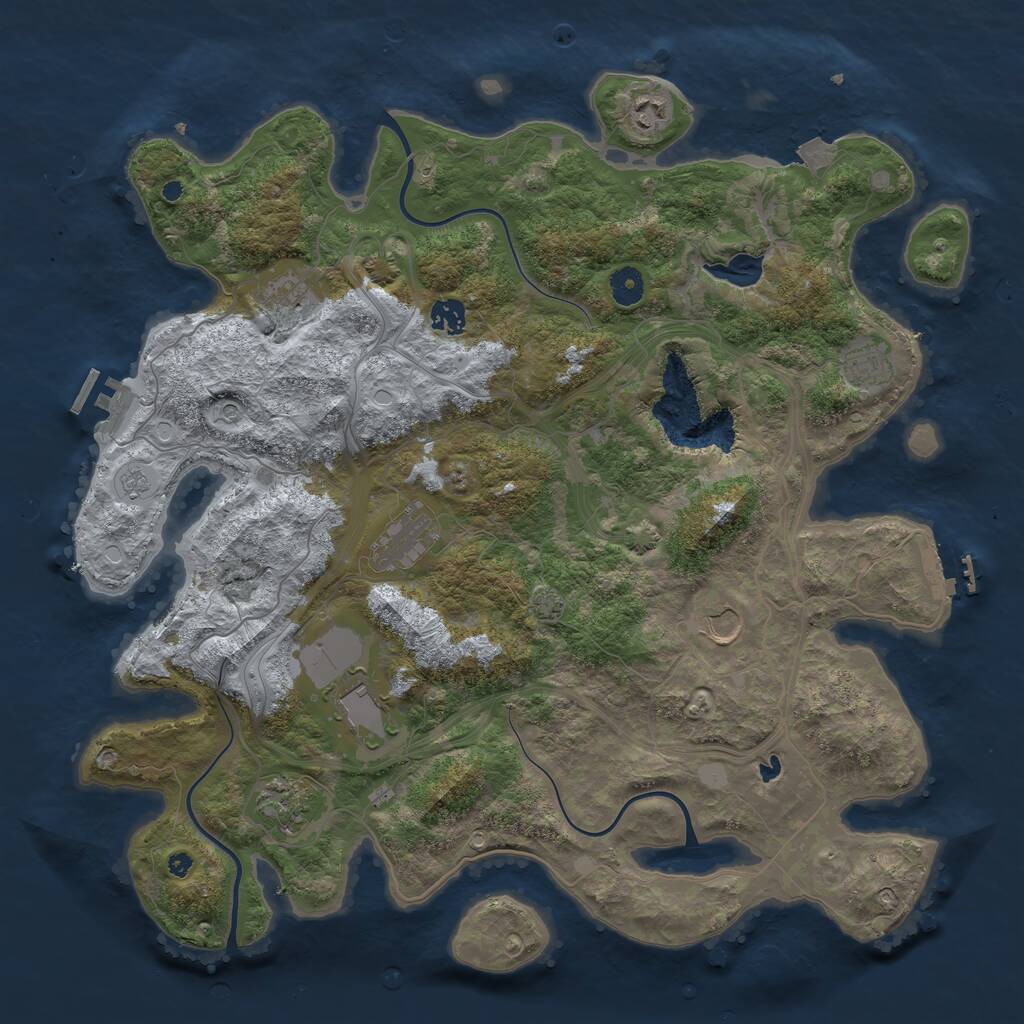 Rust Map: Procedural Map, Size: 4250, Seed: 1943185641, 14 Monuments