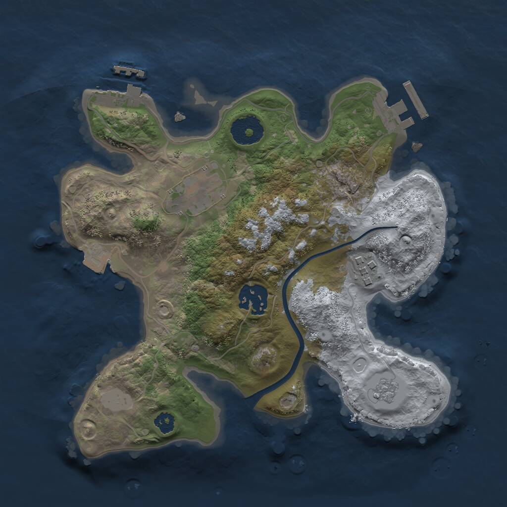 Rust Map: Procedural Map, Size: 2500, Seed: 1709873543, 7 Monuments