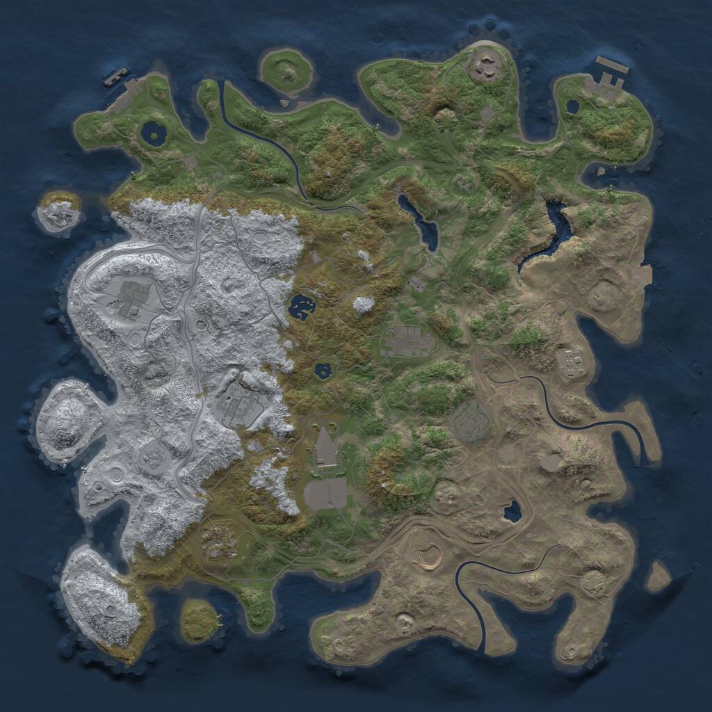 Rust Map: Procedural Map, Size: 4250, Seed: 127412755, 16 Monuments