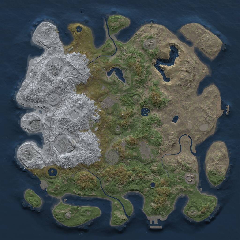 Rust Map: Procedural Map, Size: 4050, Seed: 1504938704, 14 Monuments