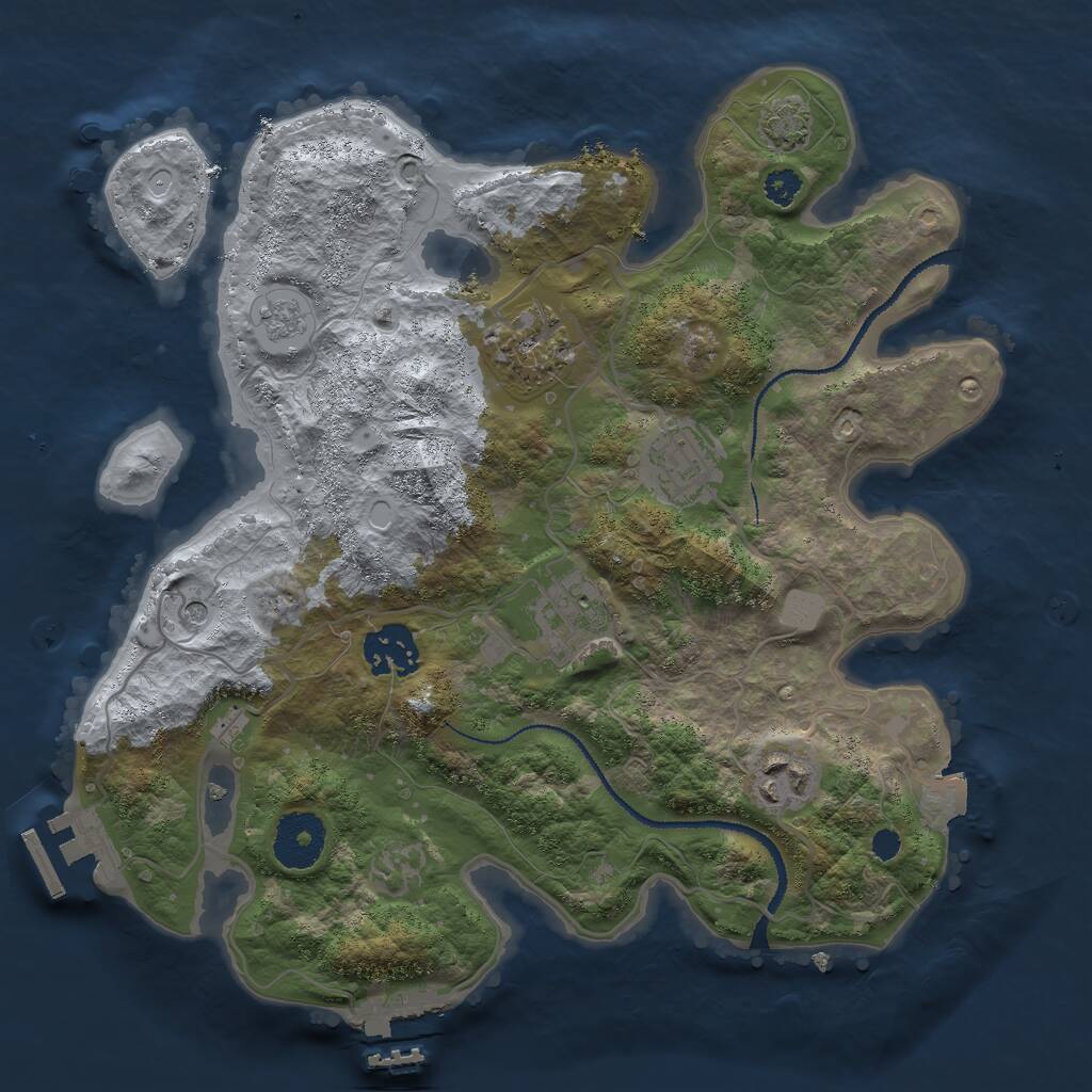 Rust Map: Procedural Map, Size: 3000, Seed: 870097858, 11 Monuments