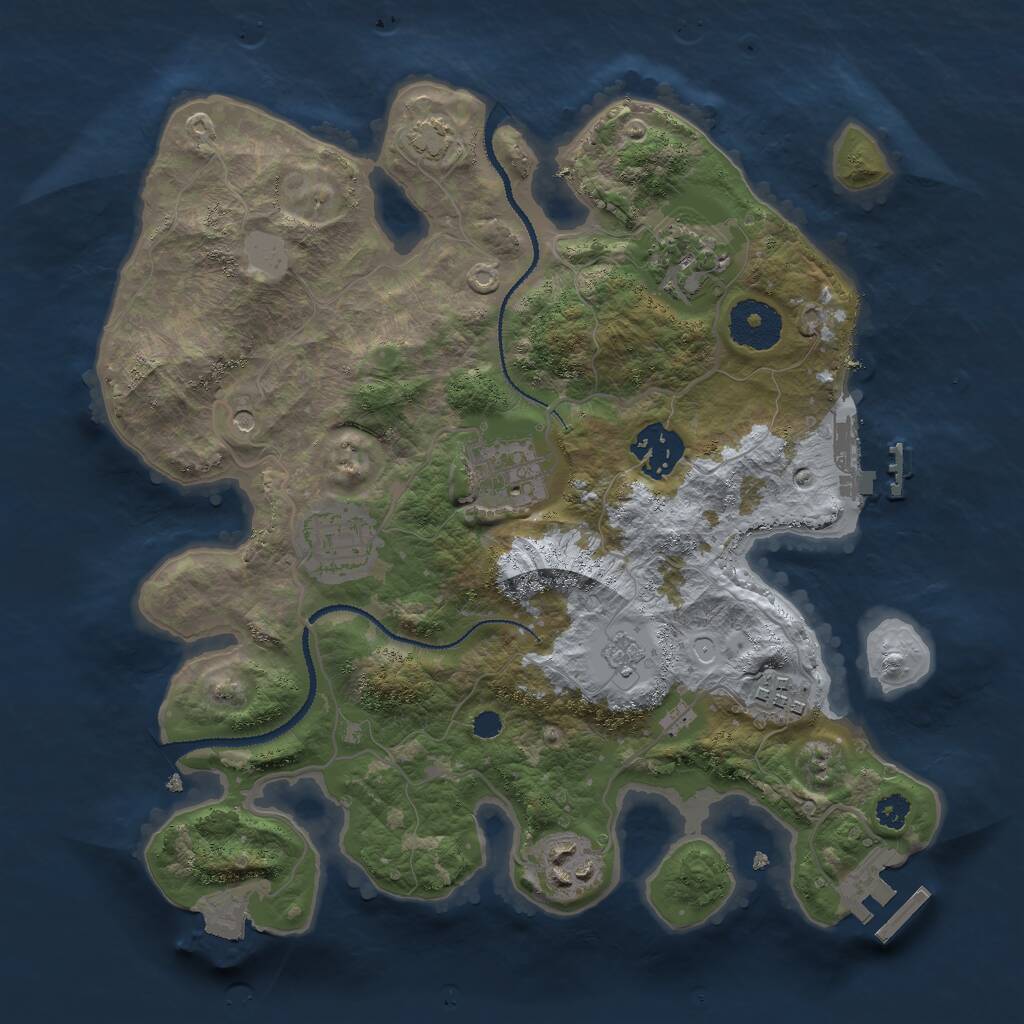 Rust Map: Procedural Map, Size: 3000, Seed: 495818272, 12 Monuments