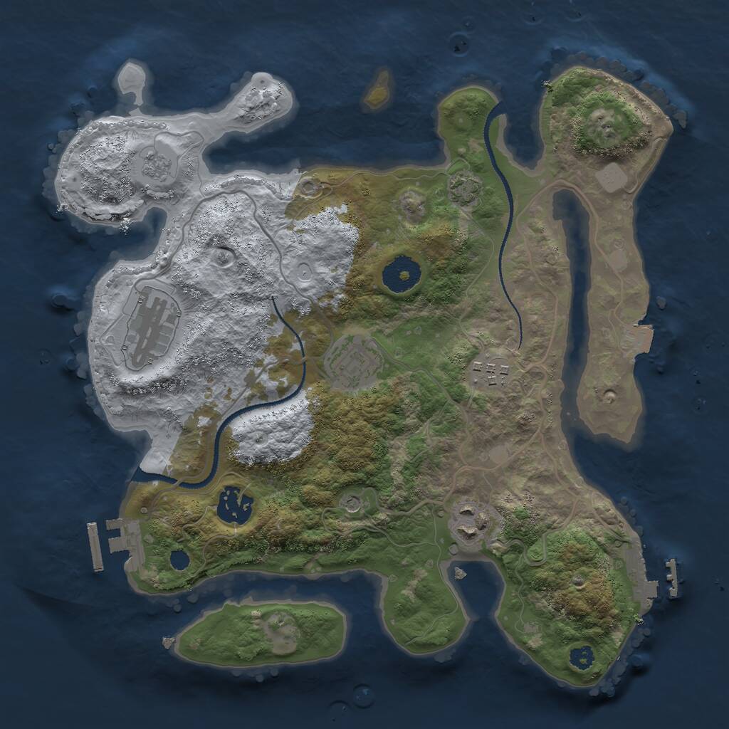 Rust Map: Procedural Map, Size: 3000, Seed: 1889139558, 11 Monuments