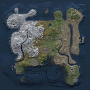 Thumbnail Rust Map: Procedural Map, Size: 3000, Seed: 1889139558, 11 Monuments