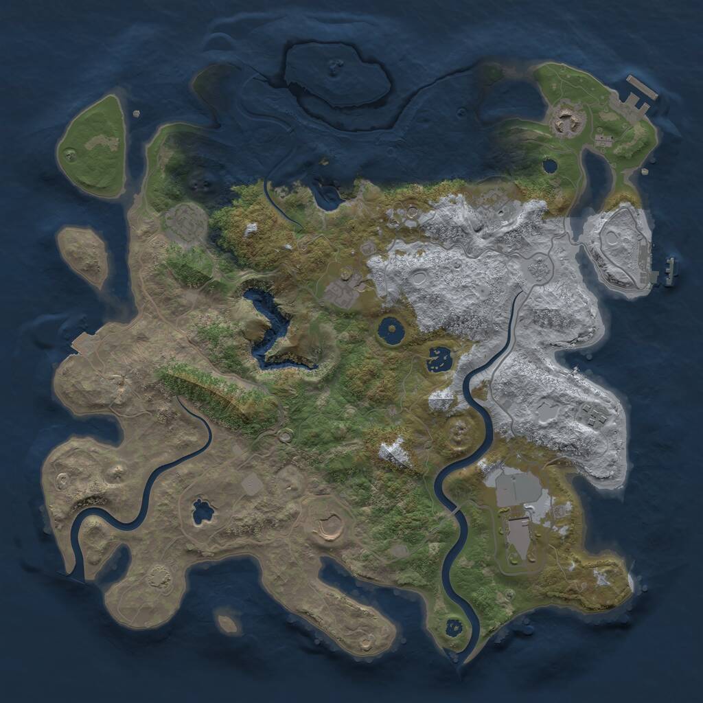 Rust Map: Procedural Map, Size: 4000, Seed: 343026063, 14 Monuments