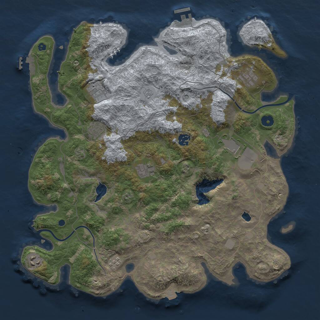 Rust Map: Procedural Map, Size: 4000, Seed: 1150207703, 14 Monuments