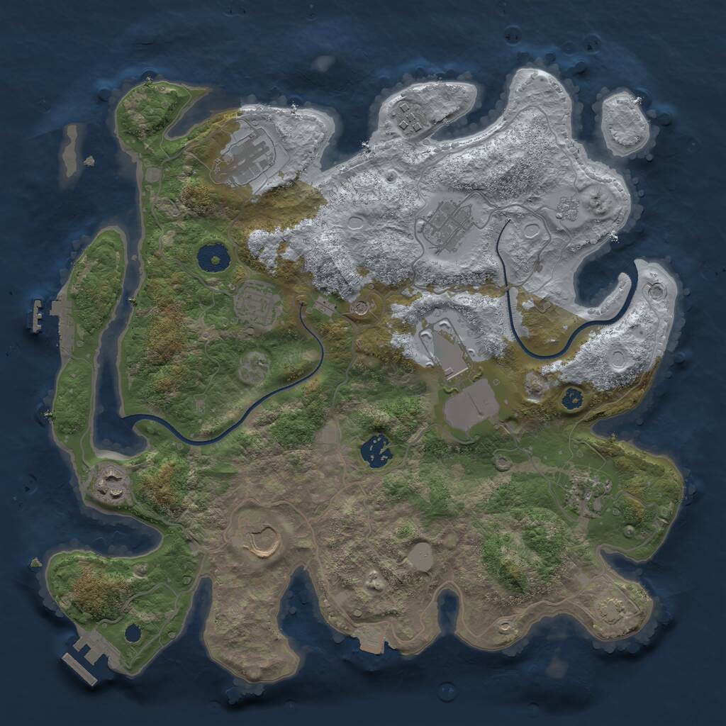 Rust Map: Procedural Map, Size: 3500, Seed: 1395371716, 15 Monuments