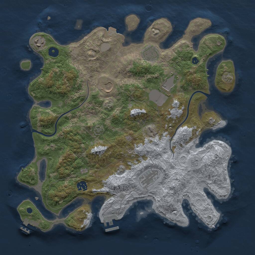 Rust Map: Procedural Map, Size: 3750, Seed: 1098735484, 12 Monuments