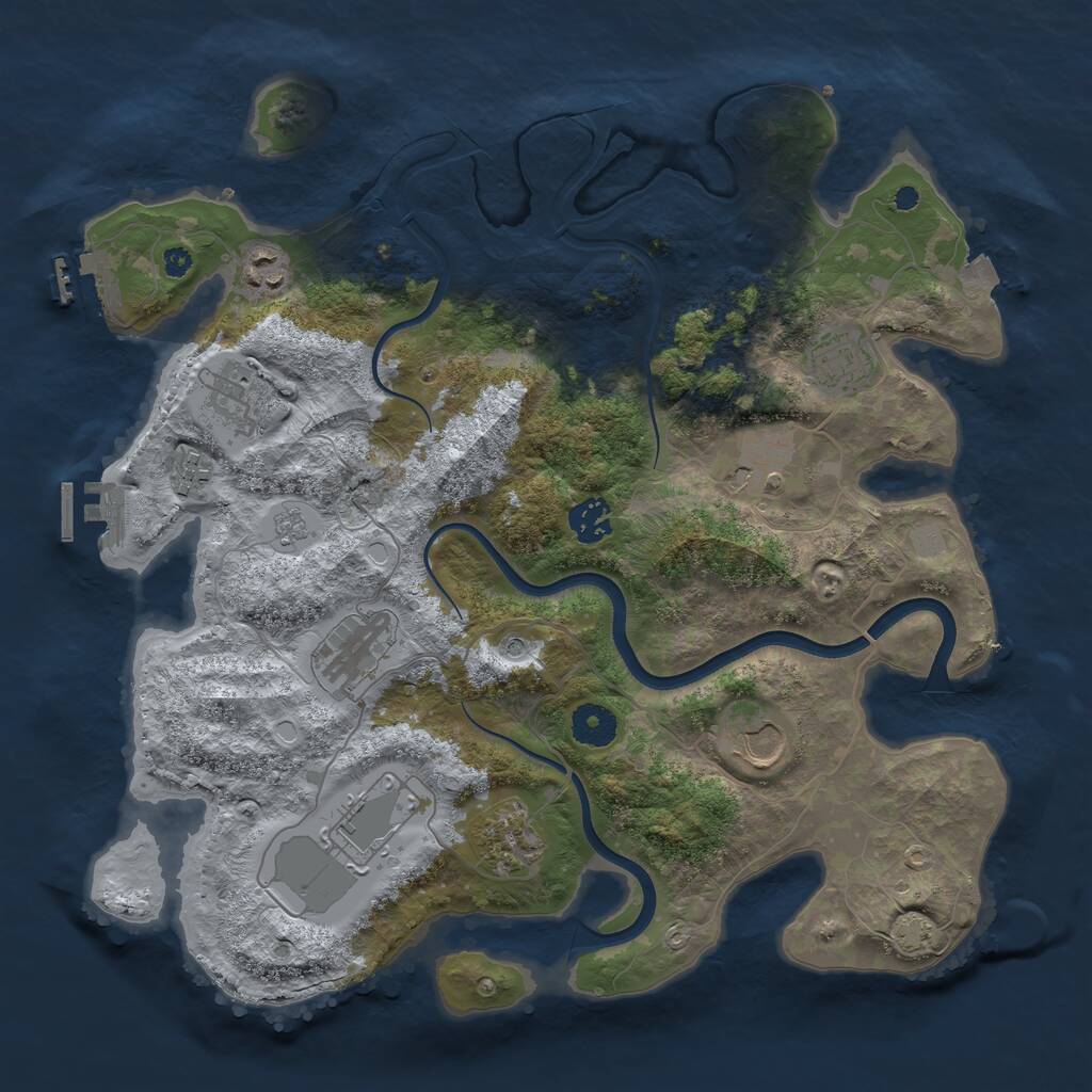Rust Map: Procedural Map, Size: 3700, Seed: 2038208055, 16 Monuments