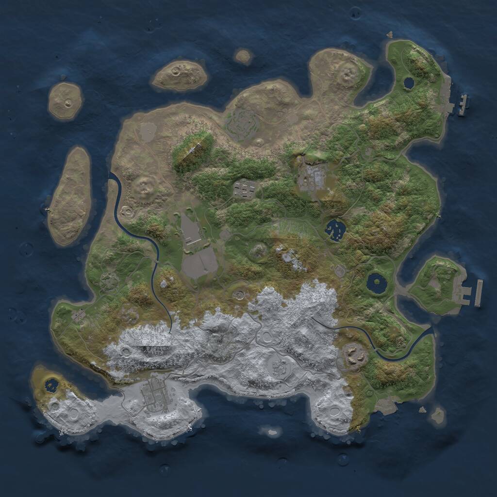 Rust Map: Procedural Map, Size: 3700, Seed: 1132024240, 13 Monuments