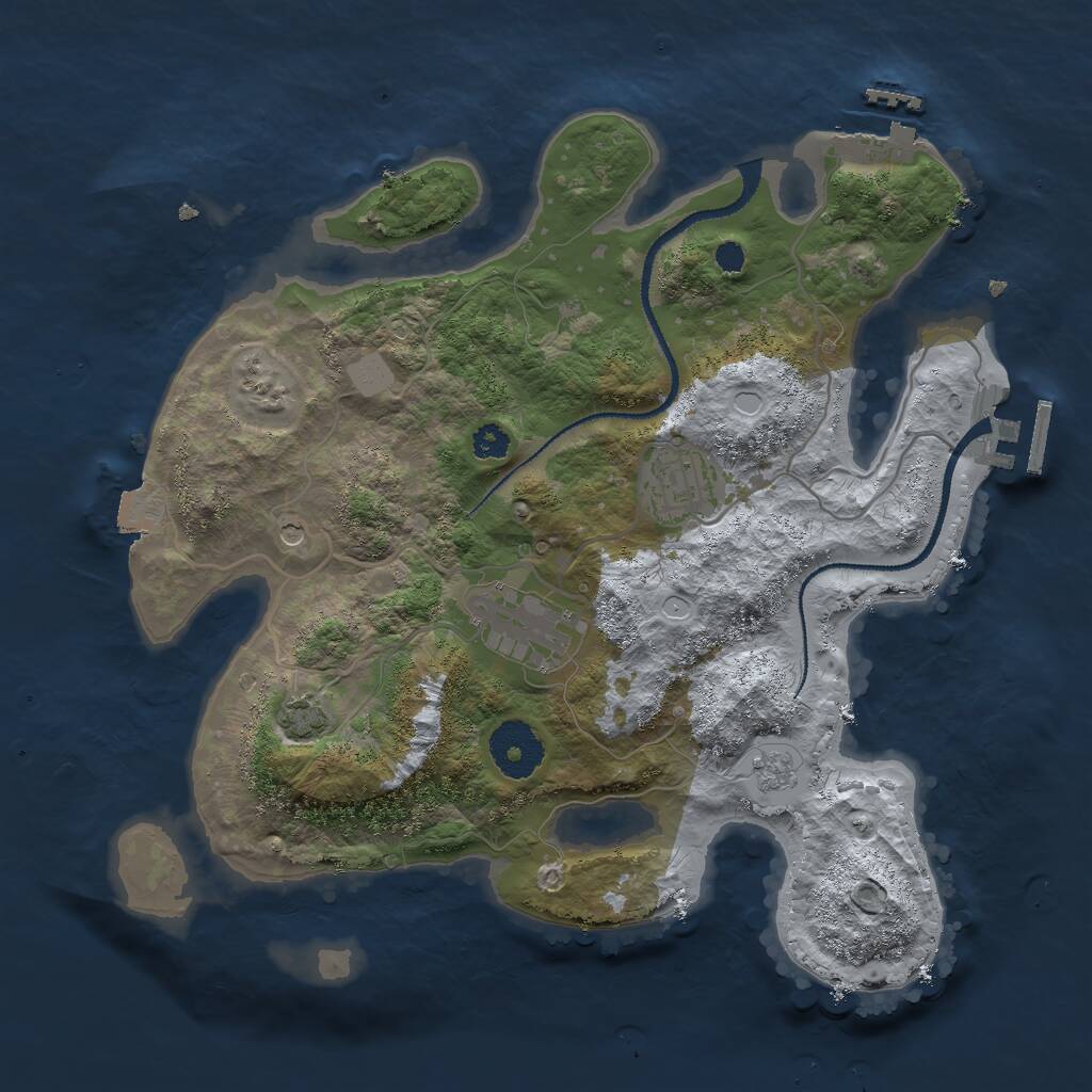 Rust Map: Procedural Map, Size: 3000, Seed: 16701, 8 Monuments