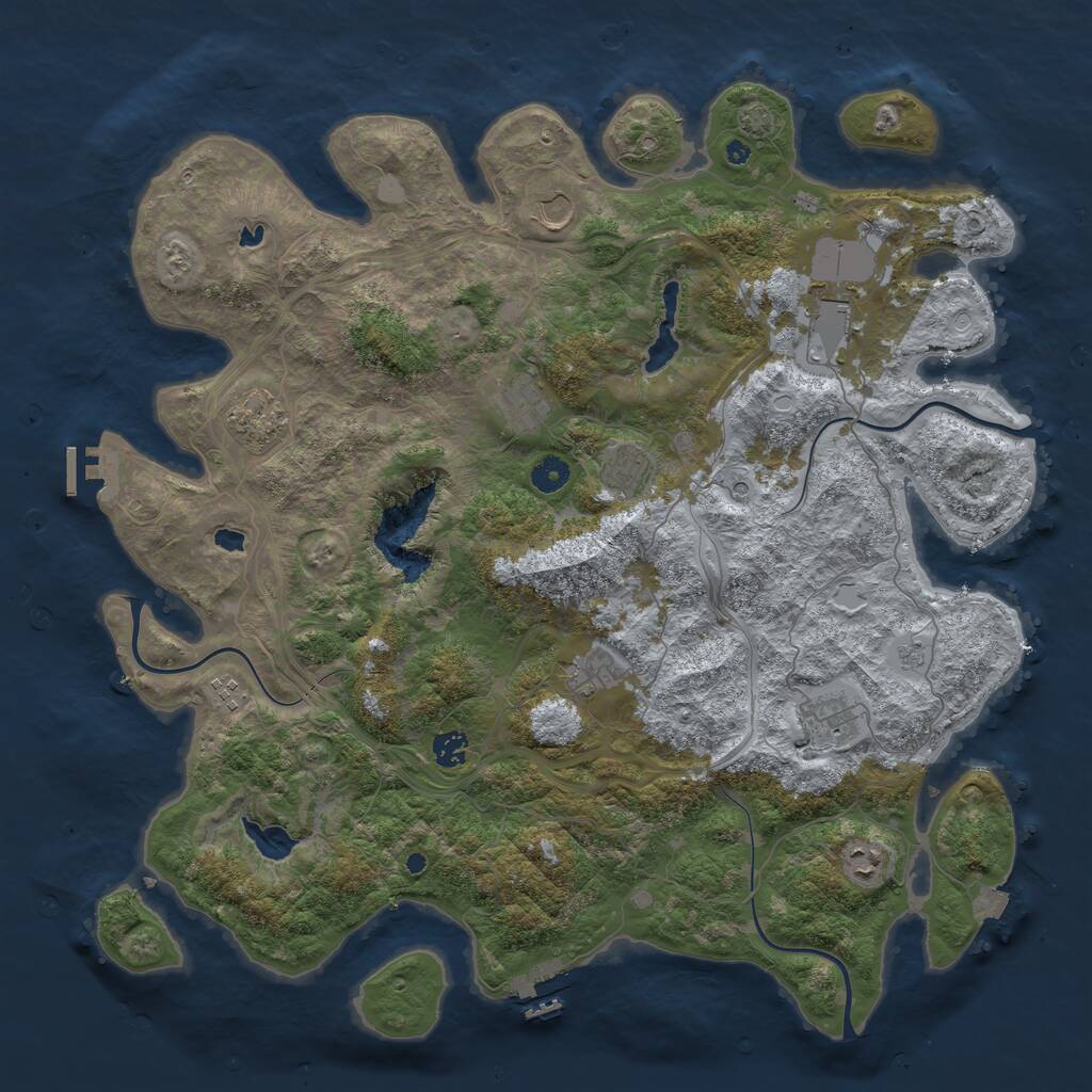 Rust Map: Procedural Map, Size: 4500, Seed: 47035999, 16 Monuments