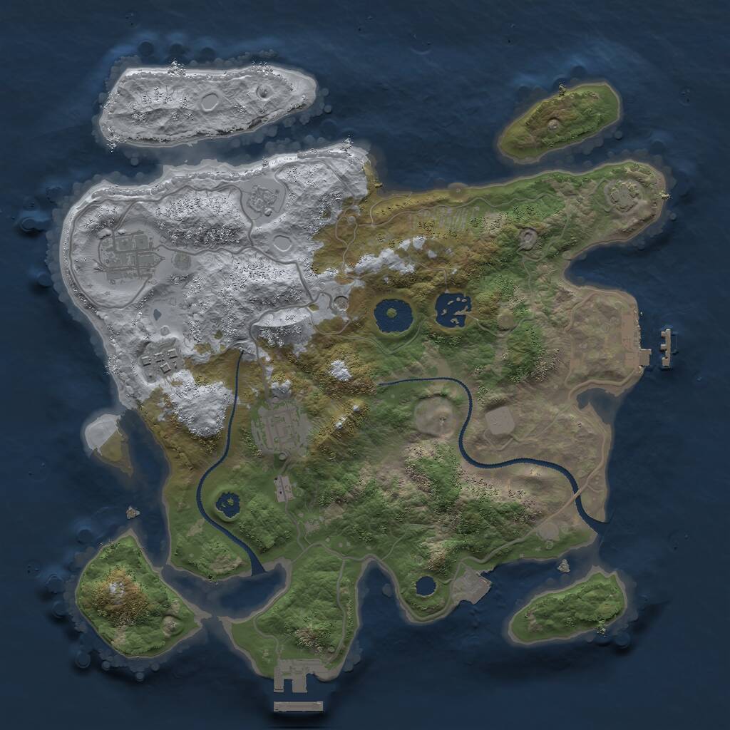 Rust Map: Procedural Map, Size: 3000, Seed: 1339671705, 10 Monuments