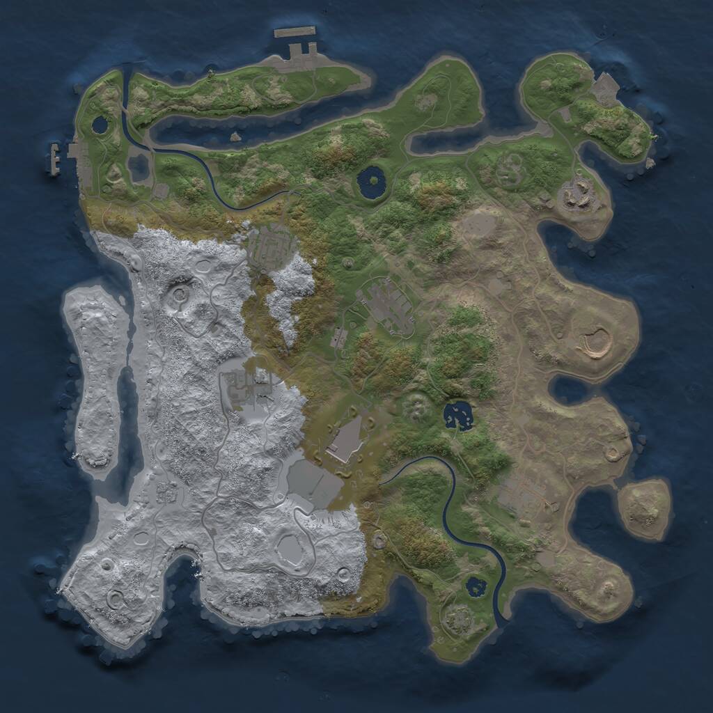Rust Map: Procedural Map, Size: 3500, Seed: 774813306, 14 Monuments
