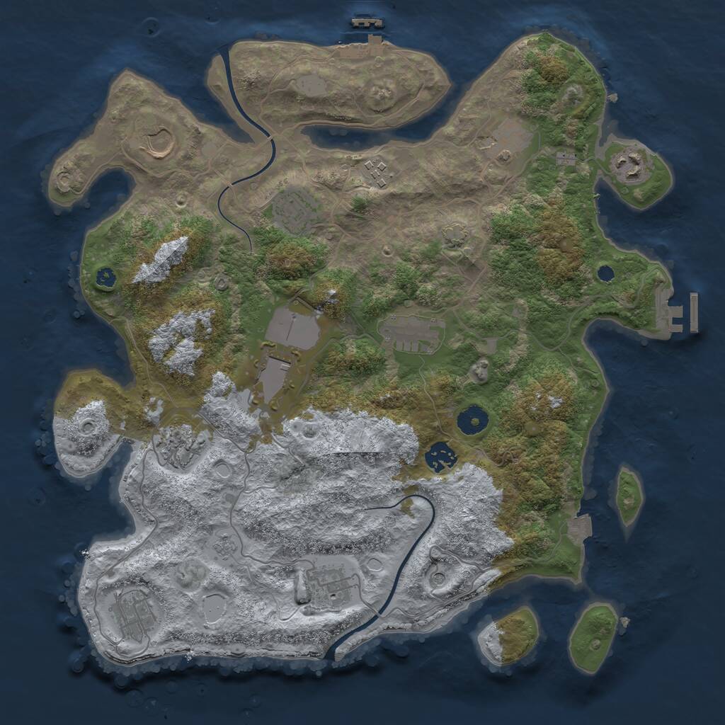 Rust Map: Procedural Map, Size: 3700, Seed: 2121039105, 17 Monuments