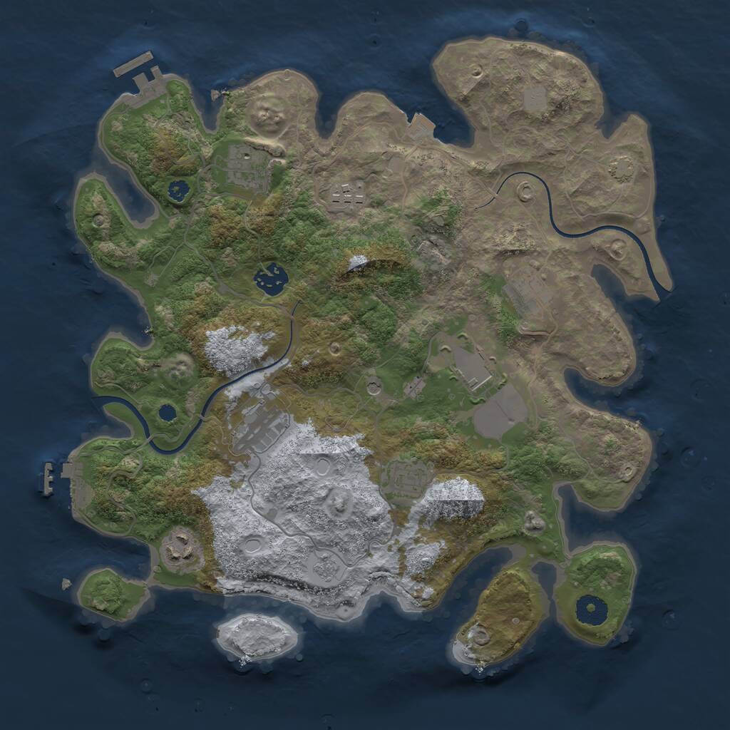 Rust Map: Procedural Map, Size: 3500, Seed: 458008124, 14 Monuments