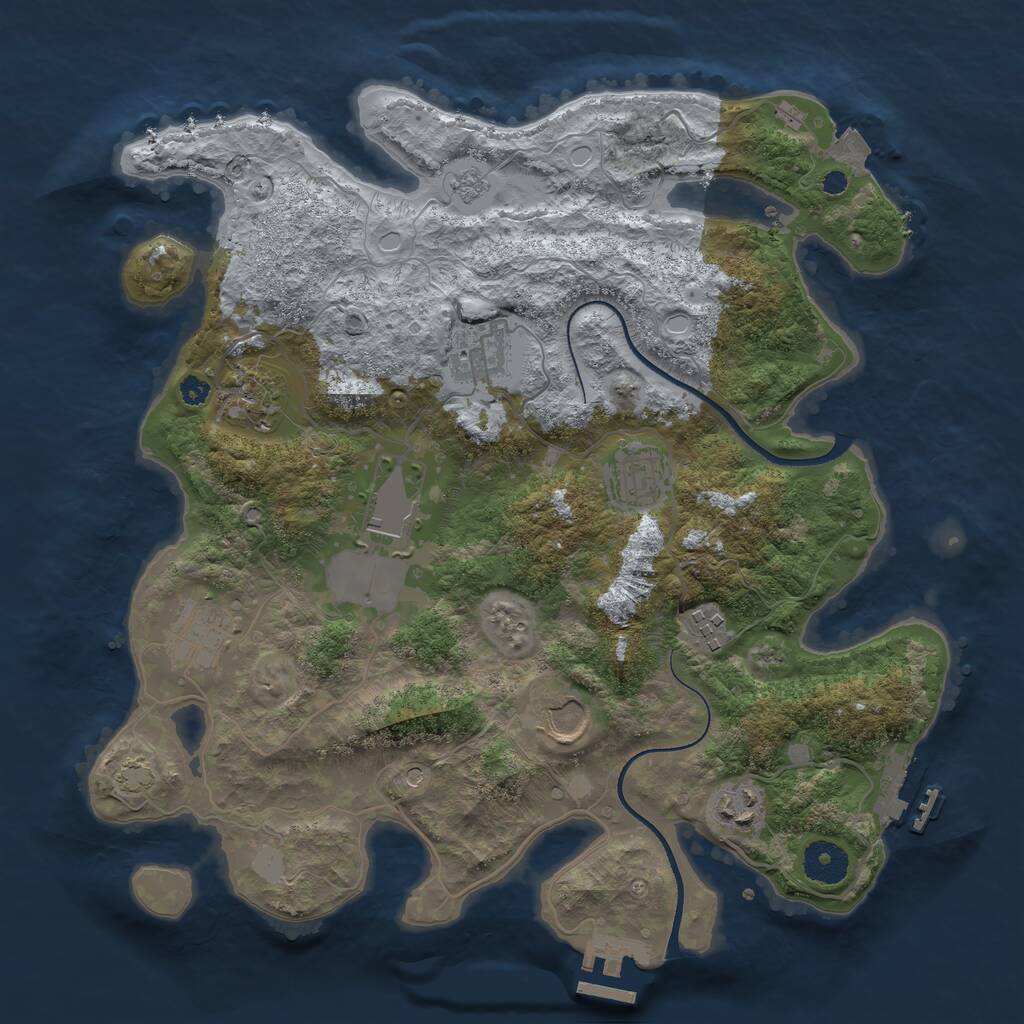 Rust Map: Procedural Map, Size: 3500, Seed: 1995979433, 14 Monuments