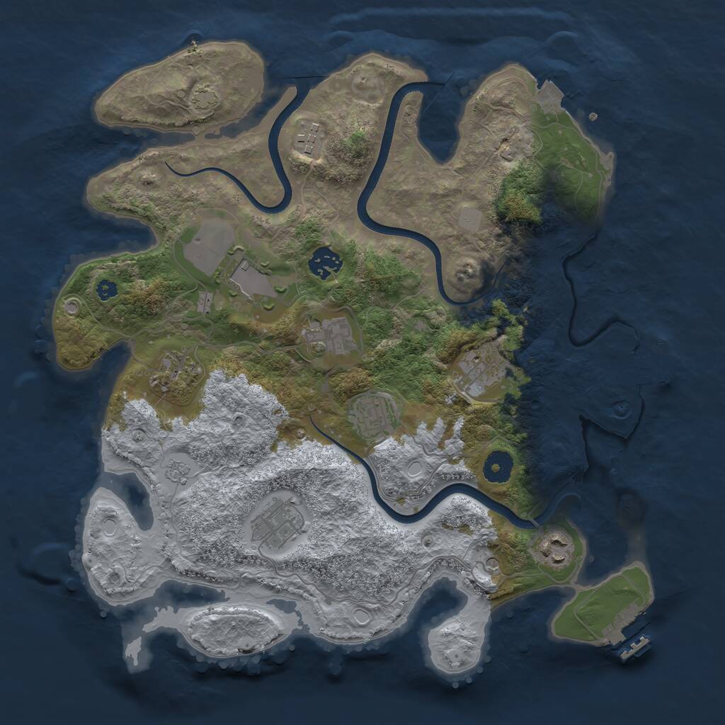 Rust Map: Procedural Map, Size: 3500, Seed: 1253978333, 15 Monuments
