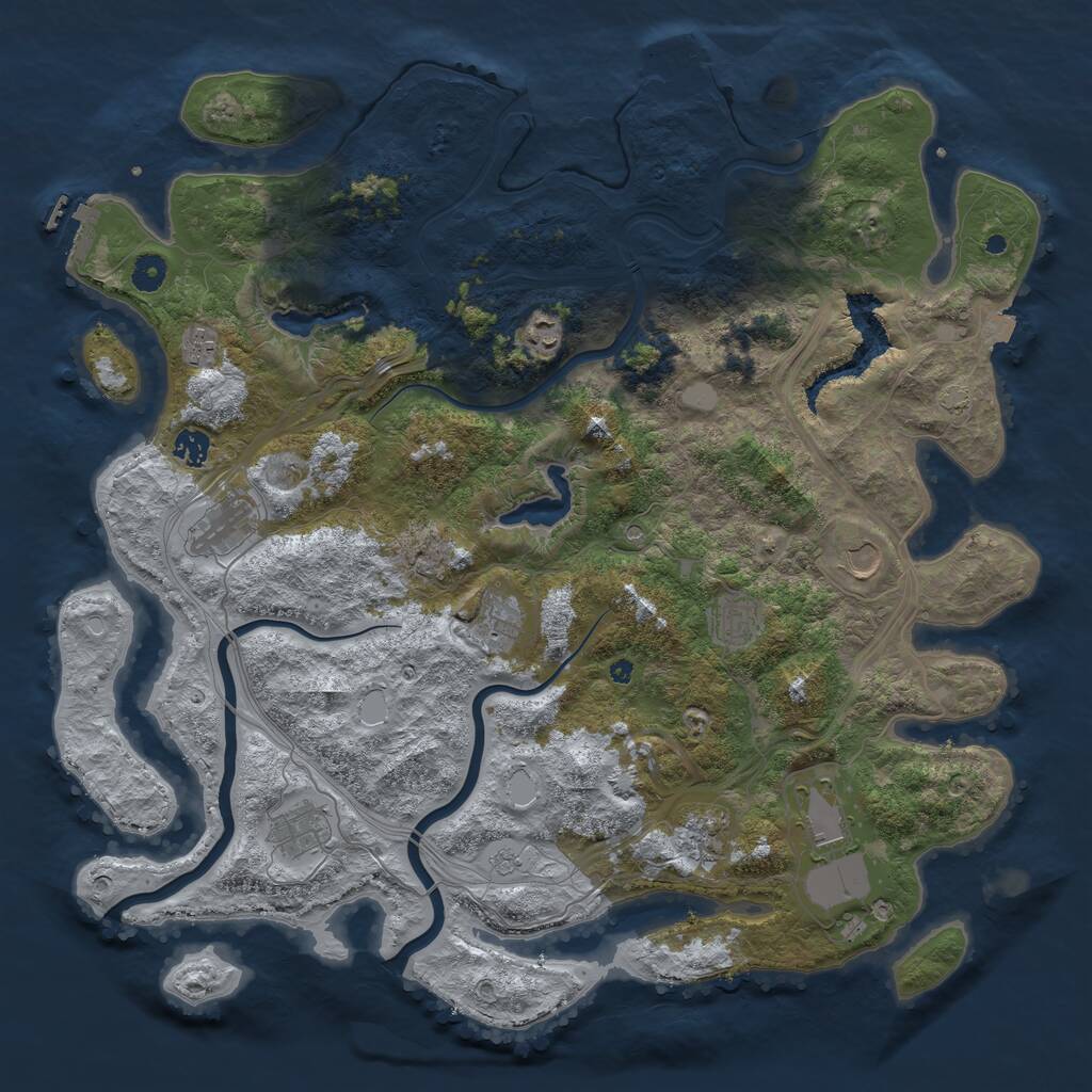 Rust Map: Procedural Map, Size: 4500, Seed: 21308279, 16 Monuments